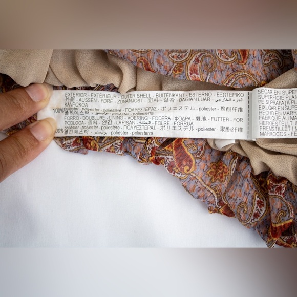 Zara Multicolor Chiffon Dressy & Chic Paisley Printed Women’s Blouse Size Medium - Picture 16 of 17